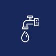 Tap and water drop icon for plumbing services